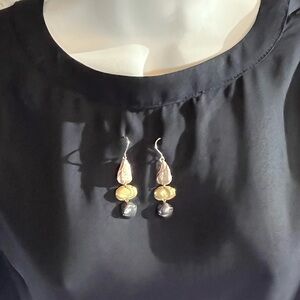 Silpada Silver and Gold Drop Earrings